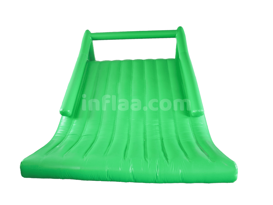 INFLATABLE FLOATING WATER PARK ELEMENT GREEN SLIDE front side