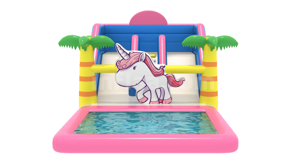 INFLATABLE WATER SLIDE UNICORN front side