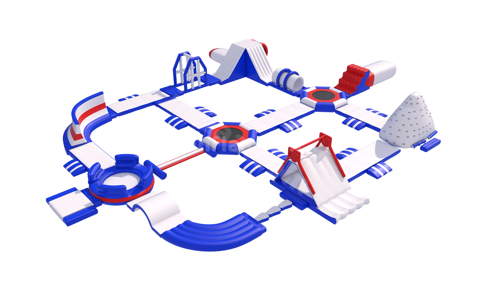 NFLATABLE FLOATING WATER PARK RED-BLUE back side