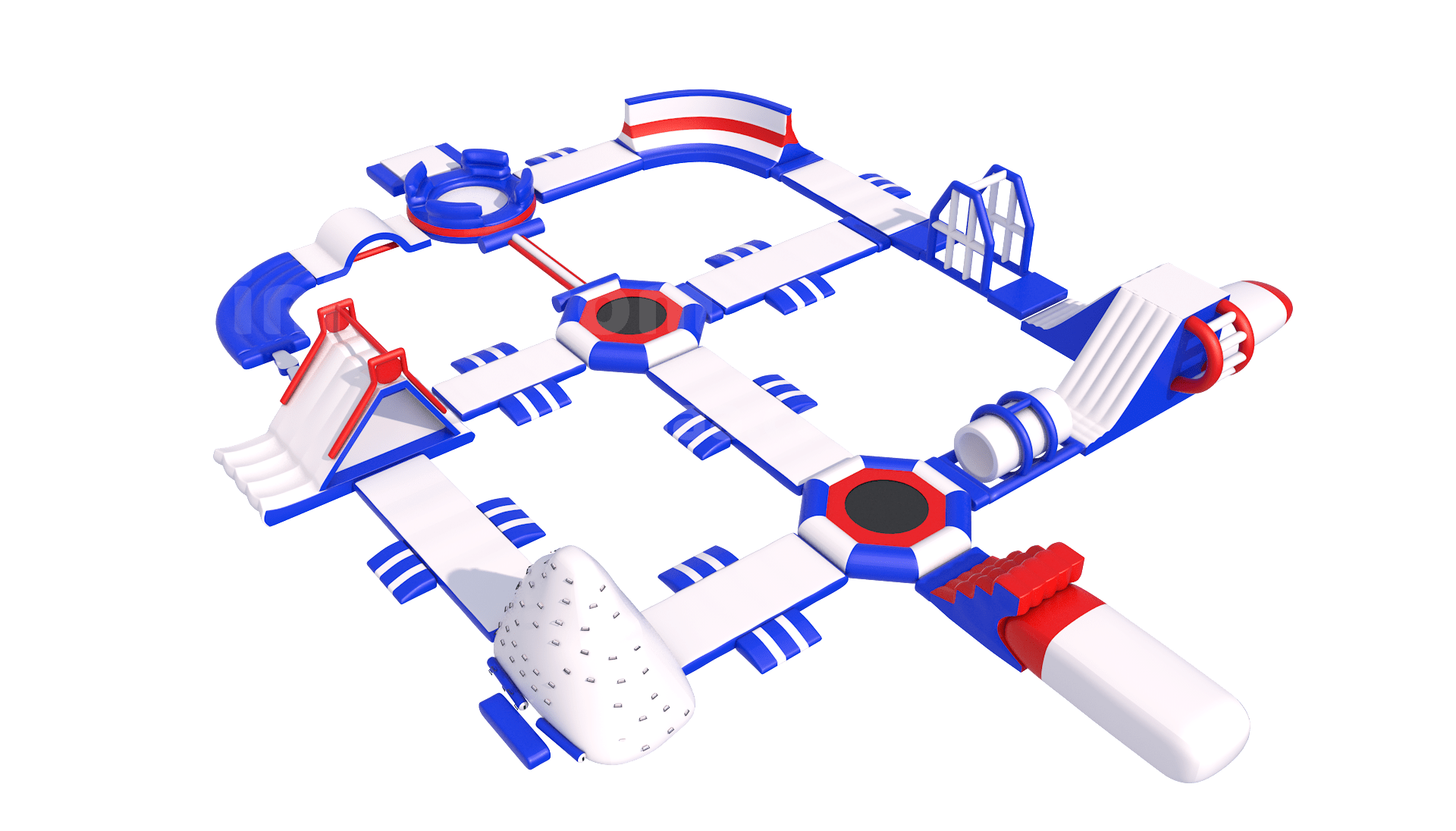 NFLATABLE FLOATING WATER PARK RED-BLUE left side