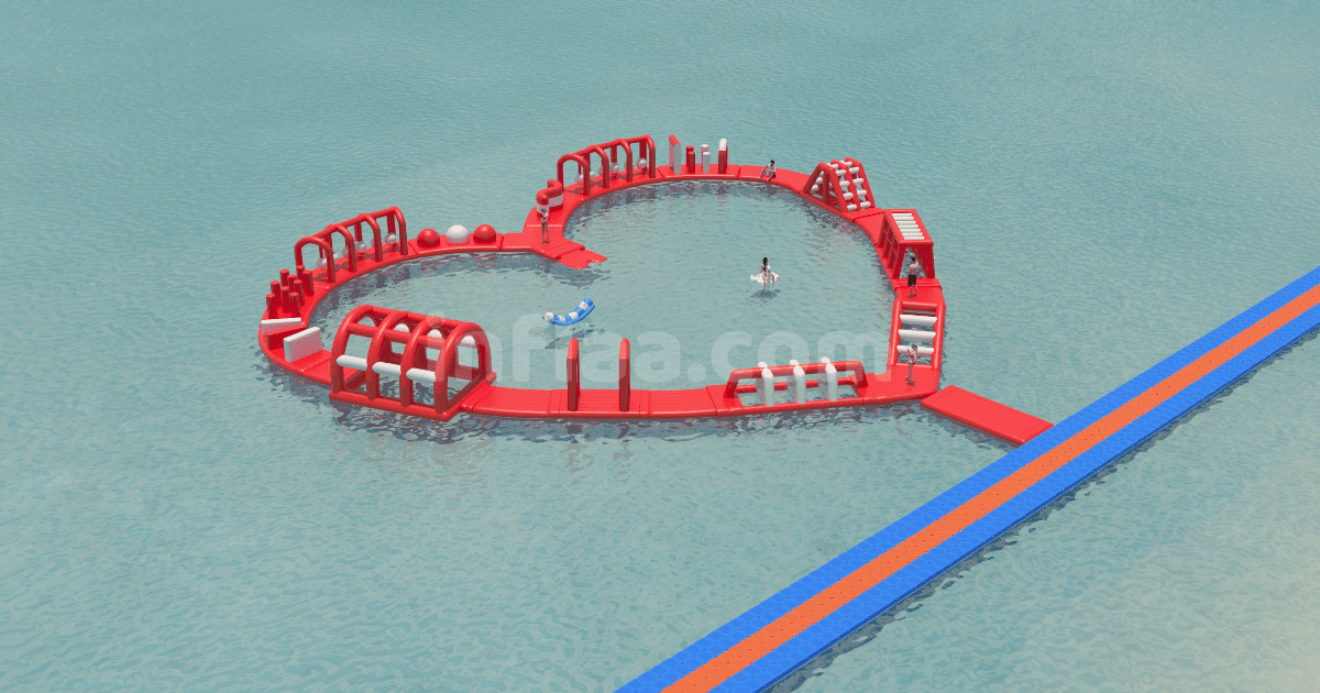 INFLATABLE FLOATING WATER PARK HEART realistic photo of left side