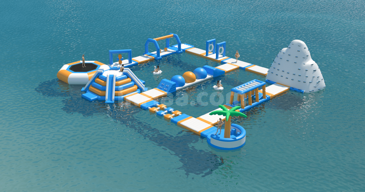 INFLATABLE FLOATING WATER PARK PYRAMIDS realistic photo of right side